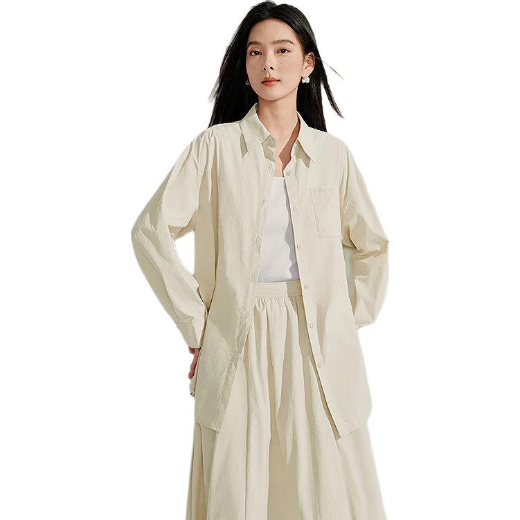 Inman 100+ UPF Sun Protection Shirt Summer Women's Lightweight Shirt Light Apricot White M