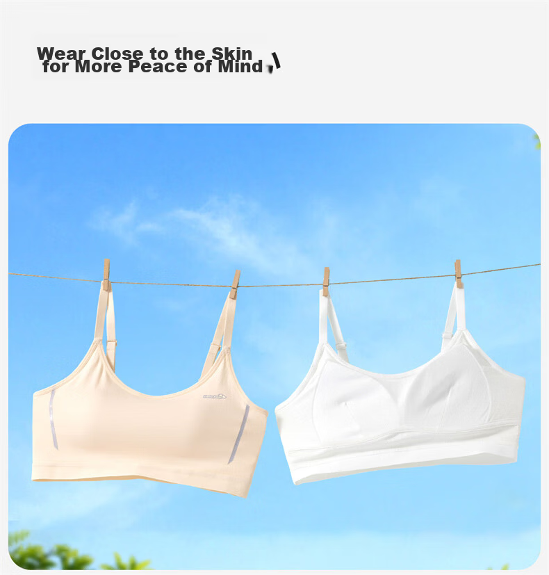 GUJIN 2-Pack Mulberry Silk Girls' Bras for Early Adolescence, Seamless Sports Underwear for Middle and High School Students, Size L 11
