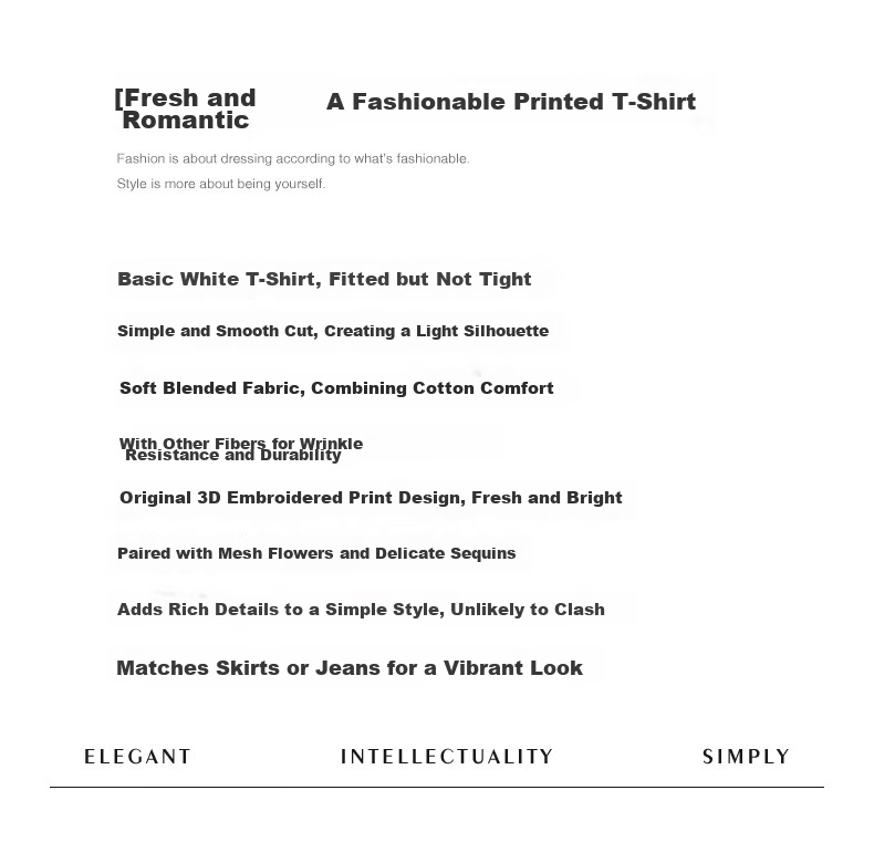 YANYEE Vintage Print Cotton Short Sleeve T-Shirt 2025 Spring Commuter Round Neck White Top for Women White 1 XL 1