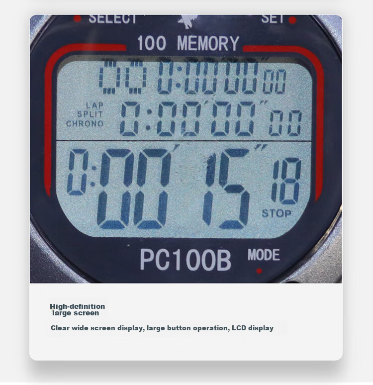 Tianfu Outdoor Stopwatch, Countdown Multifunctional Timer, Professional Competition Sports Memory Stopwatch, Three-Row 60-Lap PC960 11