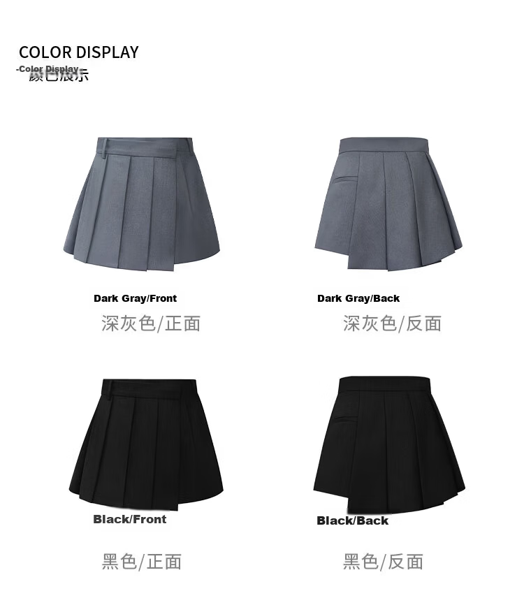 ANN ANDELMAN Irregular Pleated Blazer Skirt Pleated A-Line Mini Skirt Gray XS (Zhao Jinmai Style) 14