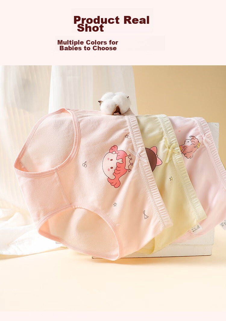 YUZHAOLIN Girls' Underwear, Triangle Panties for Toddlers And Children, No Wedgie, Cotton Shorts for Little Girls, Underpants 12