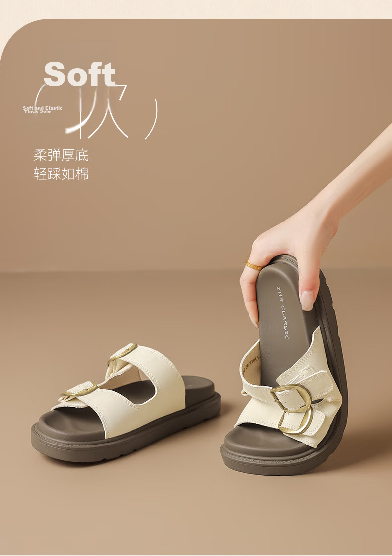 ZHR Birkenstock Women's Sandals 2026 Summer New Breathable Casual Slip-On Sandals AY352 Beige Size 35 5