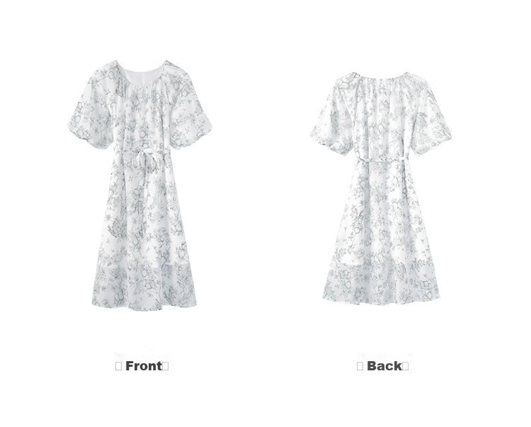MT New Chinese Style Ink Painting Summer Elegant Romantic Printed Short Sleeve Dress 2