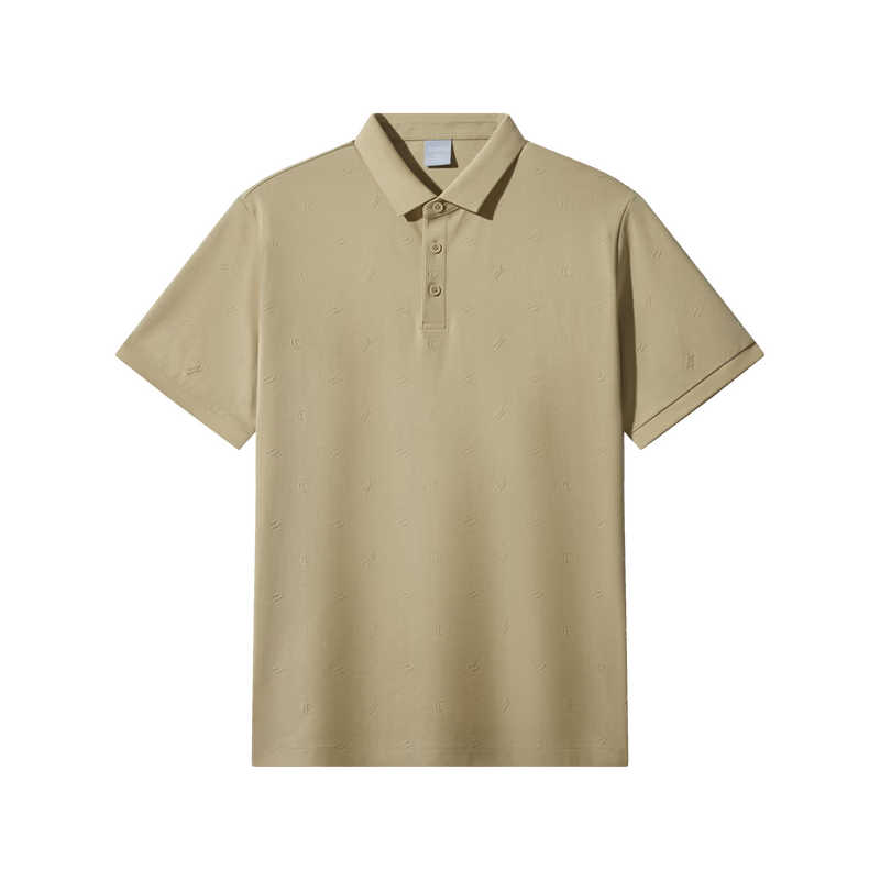 CABBEEN 205g Sweat-Absorbing Beads Polo Shirt Men Flocked Dark Pattern Logo Print 2026 Summer Breathable Short Sleeve Polo
