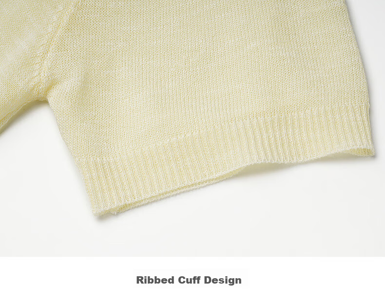Olrain Eurielle Summer New Women's Lazy Bamboo Slub Yarn Knit Loose Versatile Thin Pullover Light Yellow M 25