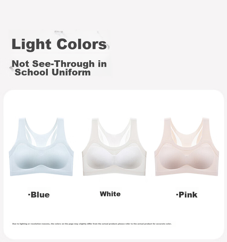 Modal Girls' Underwear Junior High and High School Development Period Correction Posture Support Adjustable Bust Sports Shockproof Seamless Blue 7