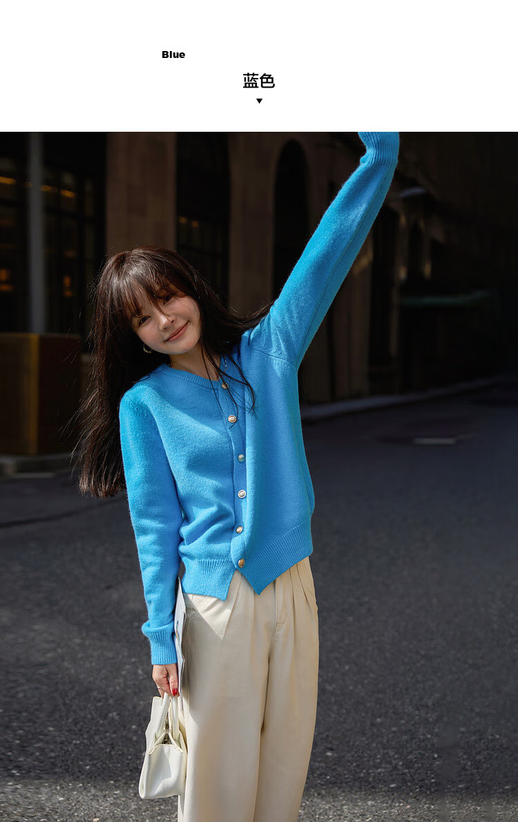 Mt Sky Blue Series Spring Fashion Faux Placket Slimming Commuter Knit Sweater Top 6