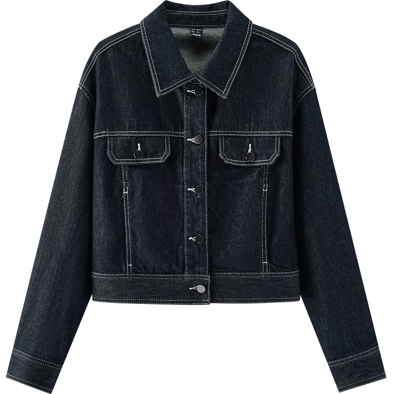 Semir Women's Denim Jacket Short Retro Fashion Boxy Jacket 2026 Spring Commuter 109126108005