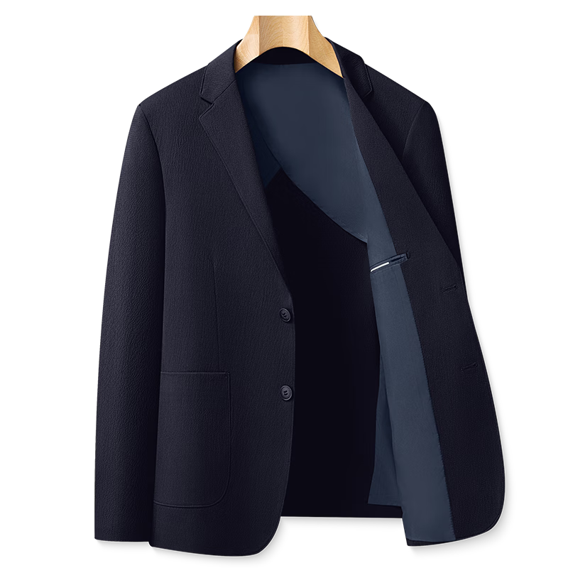FIRS Men's Spring Summer Thin Ice Silk Bubble Yarn Half-Lined Suit Jacket Workwear Blazer