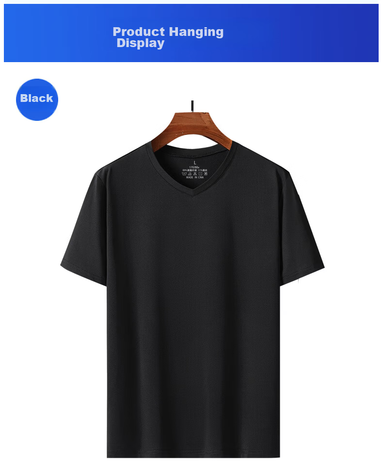 ROMON Heavyweight Outdoor Short Sleeve T-Shirt Men Summer Lightweight V-Neck Ice Silk Quick-Dry Air Conditioning Cooling Stretch Loose Base Shirt 8