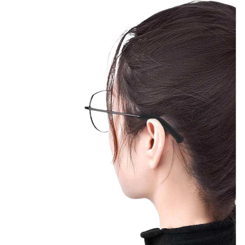 Sheniao Glasses Anti-Slip Leg Covers [Black Long Style], Eyeglasses Anti-Slip Anti-Fall Sports Anti-Drop Knitted Sweat-Absorbing Leg Sleeves