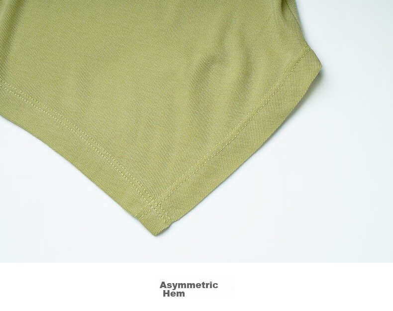 Olrain European Style Summer New French Tie Slim Fit High-End Versatile Short Sleeve T-Shirt for Women Green M 27
