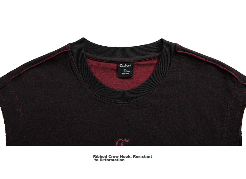 CABBEEN 100% Cotton Two-Tone Vest Men Wine Red Contrast Pioneer Graffiti Print Casual Summer 2026 Vest 22