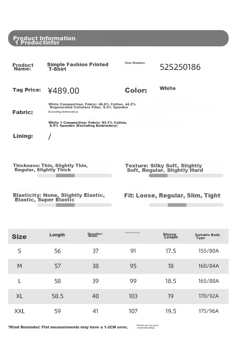 YANYEE Vintage Print Cotton Short Sleeve T-Shirt 2025 Spring Commuter Round Neck White Top for Women White 1 XL 7