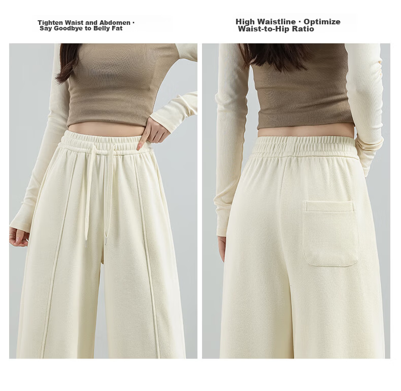 Langsha Glutinous Rice Curved Leg Pants Women Spring 2026 Wide Leg Straight Loose Comfortable Slim Casual Sweatpants 6