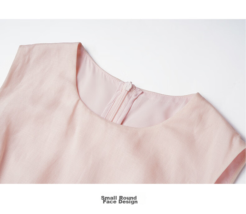 Olrain Eurier Summer Lyocell Linen Dress Women Fake Two-Piece Vest Dress Light Pink M 21