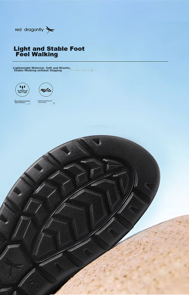 Red Dragonfly Men's Leather Fashion Casual Sandals Lightweight Soft Sole Dual-Wear Driving Beach Shoes WTT261141 Black Size 43 7