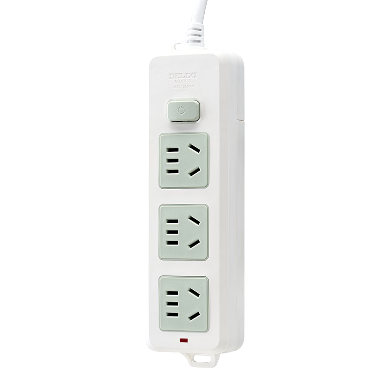DELIXI New National Standard 3C Certified Classic Color Block Power Strip with 3-Socket Master Switch 0.5m for Home Office Dorm Desktop Extension Cord