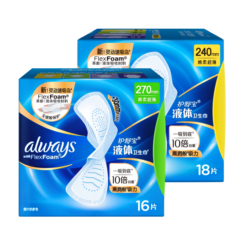 Hushubao Liquid Sanitary Pads, Daily Use Combination, 34 Pieces, Menstrual Pads, Sold by JD Official Flagship Store, Lightweight And Comfortable