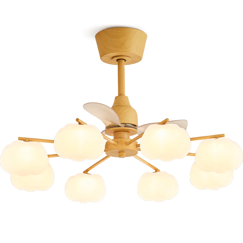 OPPLE Full Spectrum Cream Style LED Decorative Ceiling Fan Light Chandelier Bedroom Light Oscillating Smart Cream Bubble 8-Head