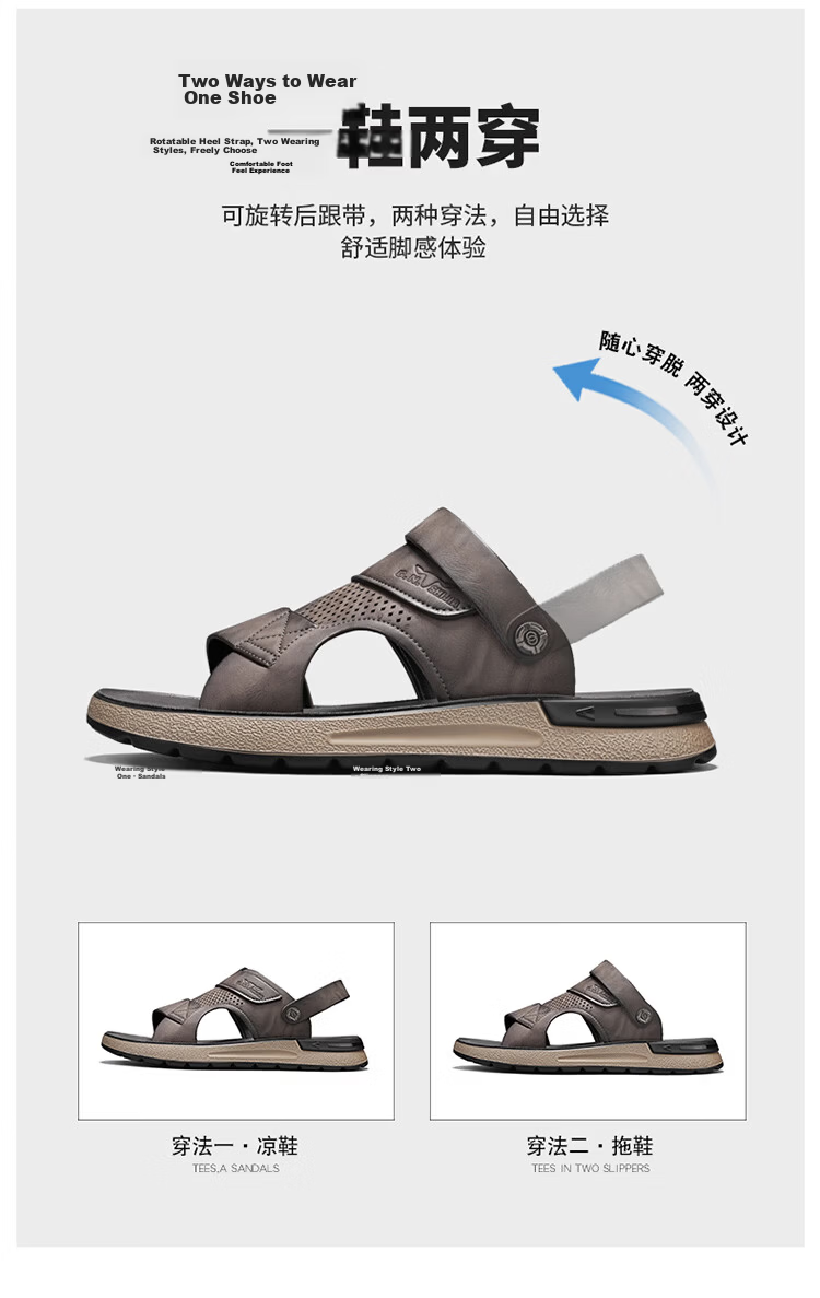 G.N.Shi Jia Men's Shoes, Summer New Style, Soft Sole, Breathable Casual Sandals, Outdoor Dual-Use Beach Shoes, Versatile Commuter Slippers for Me 11