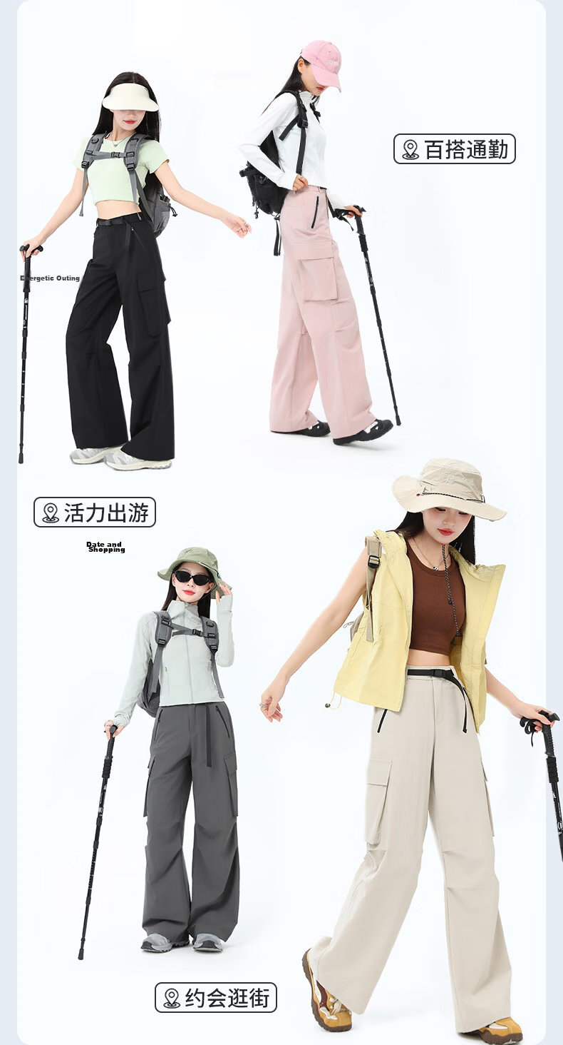 Langsha Women's Outdoor Quick-Dry Work Pants 2026 Summer Straight Loose Wide-Leg Sun-Protective Water-Repellent Casual Military Hiking Pants 12