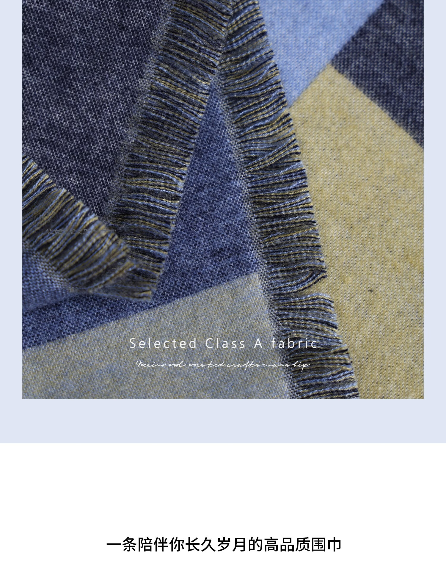 Lagur Blue Moment Tranquil Blue Fine Wool Triangle Scarf and Shawl Dual-Use Warmth Tranquil Blue 12