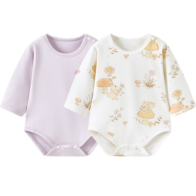 TONGTAI Baby Romper, Spring And Autumn Pure Cotton Infant Onesie, Newborn Clothes, Bodysuit, Sleepwear, Purple, 59cm