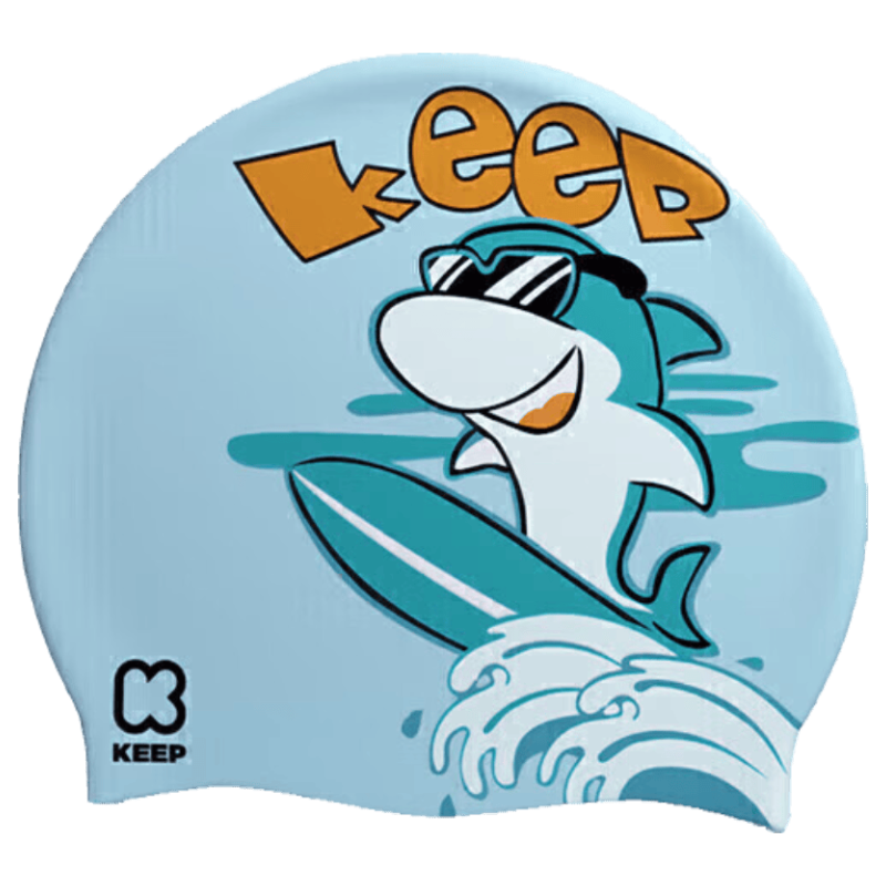 Keep Children's Swim Cap for Girls And Boys, Silicone Waterproof Non-Binding Youth Baby Cute Printed Swimming Cap