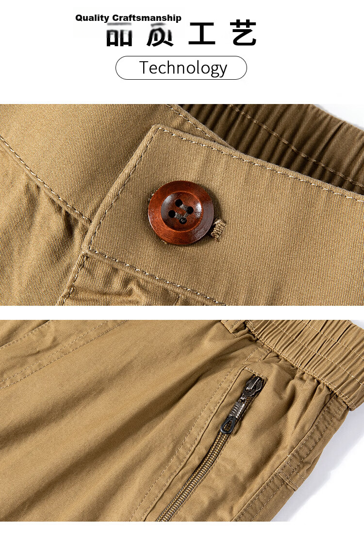 ROMON Summer Men's Workwear Cropped Pants Cotton Breathable Simple Youth Sports Shorts Beach Pants Xinjiang Pure Cotton 5