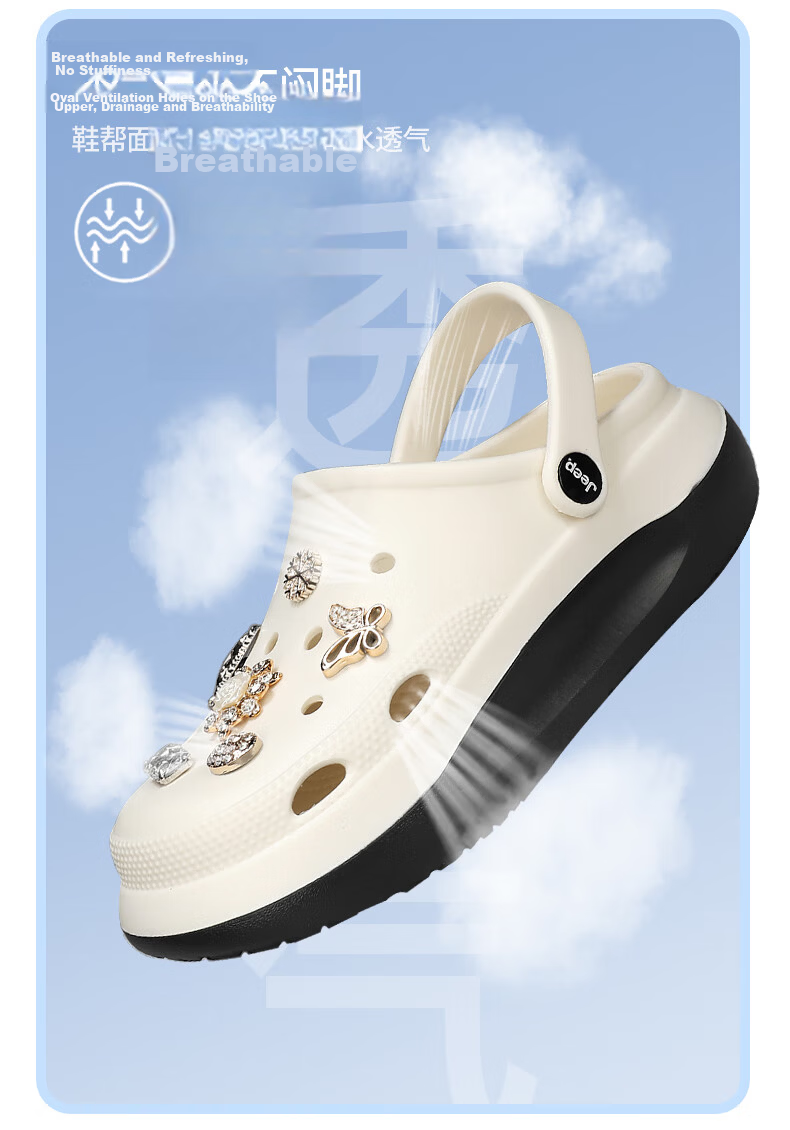 JEEP Women's Casual Hole Shoes Sandals Water-Resistant Outdoor Driving Shoes Black Size 36-37 9