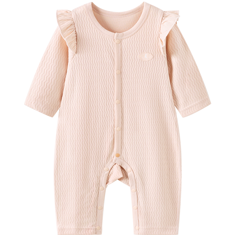 TONGTAI Baby Girl Romper Spring and Autumn Pure Cotton Infant Clothing Newborn Bodysuit Seamless Pajamas Pink 80cm