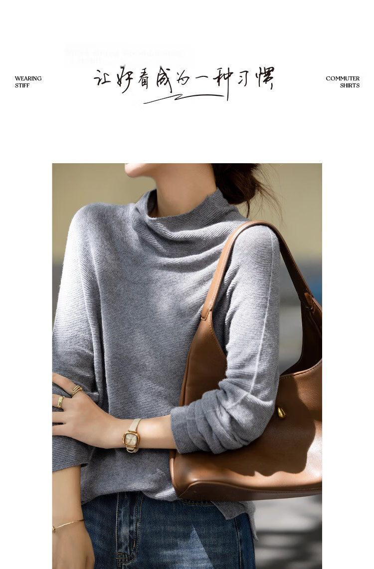 Demana【Sheep Wool and Cashmere Blend】Autumn Soft Style Turtleneck Loose Fit Knit Sweater for Women 13