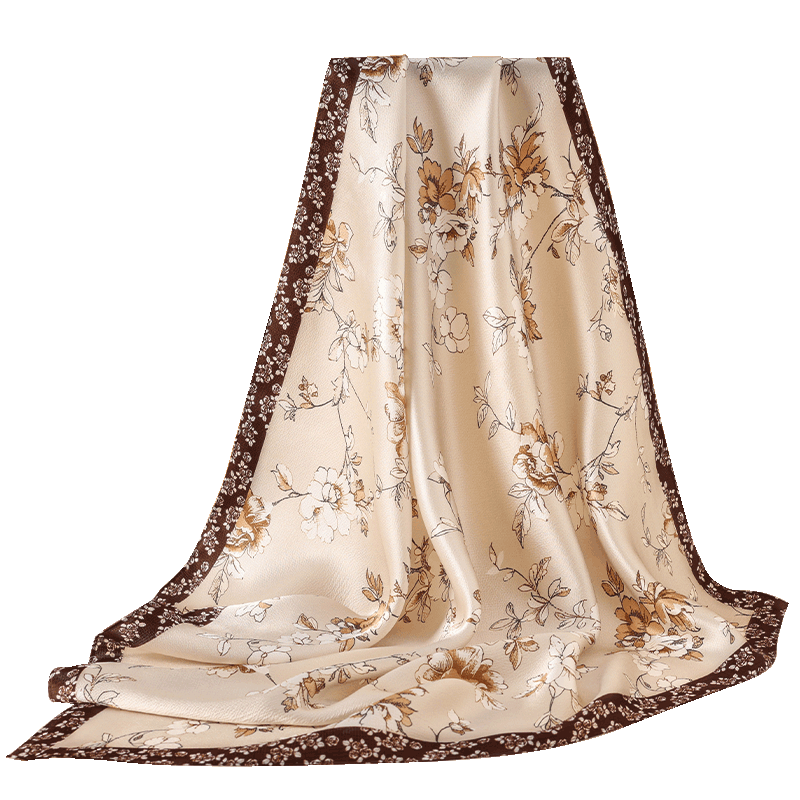 Shanghai Story 100% Mulberry Silk Square Scarf for Women Pearl Satin Gift Box Valentine's Day Birthday Gift for Girlfriend