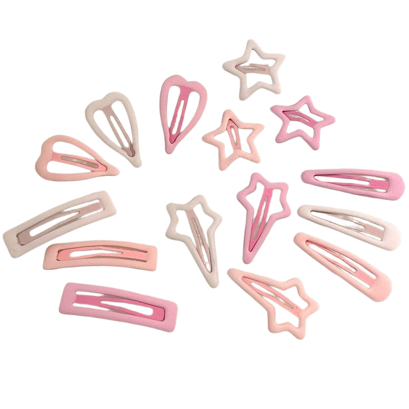 GECOMO Pink Star Hair Clip for Women, Side Bangs Clip, Hair Barrette, Flyaway Hair Clip, Forehead Clip