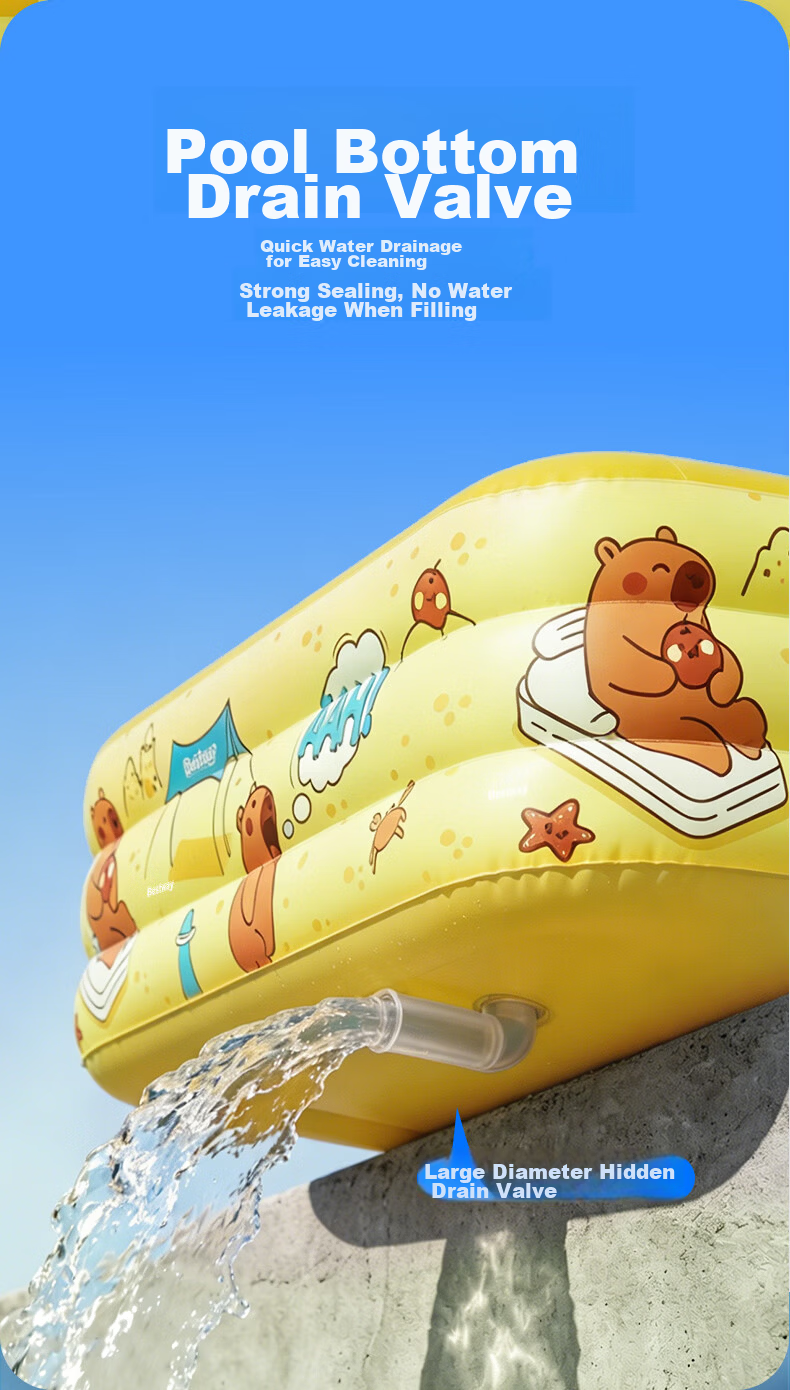 Bestway JD Exclusive Inflatable Swimming Pool Indoor Outdoor Thickened Foldable Kids Toy Blue Frog 2.6m 8
