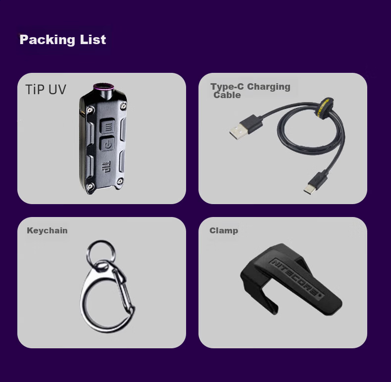 NITECORE TiP UV Purple Light Professional Jade Identification Mini Flashlight Fluorescent Agent Detection 365nm Currency Verification Lichen Lamp 11