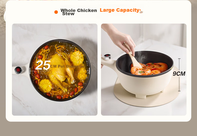 SUPOR Cast Iron 0 Fluorine Electric Wok, Detachable Electric Cooking Pot, Electric Hot Pot, Electric Steamer, Multi-Functional Home All-In Electric Cooking Pot for Steaming, Boiling And Stir-Frying 4.7L CJ30RF865 with Steamer Basket 9