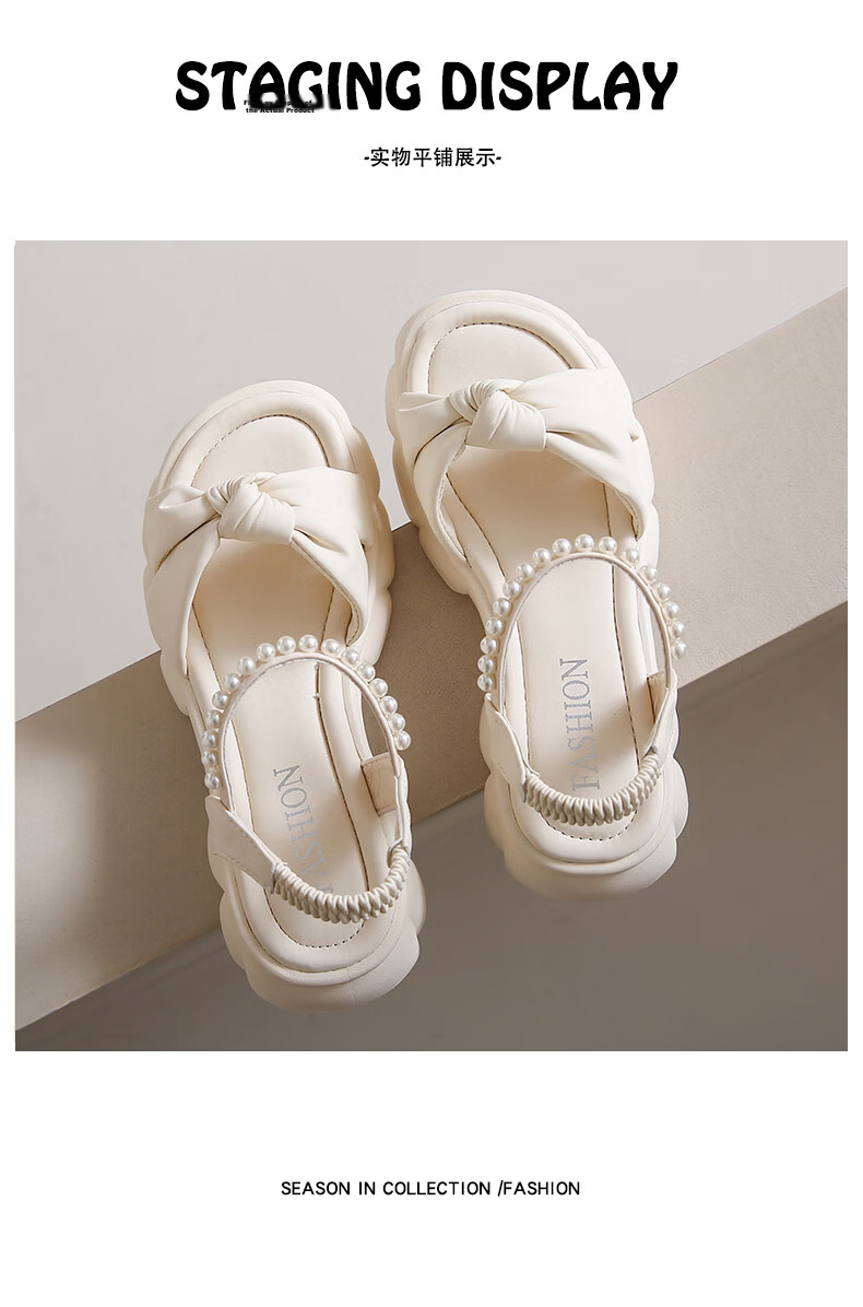 Cartelo Crocodile Women's Sandals Summer New Fashion Flat High Heel One-strap Casual Shoes 1779 Beige 38 12