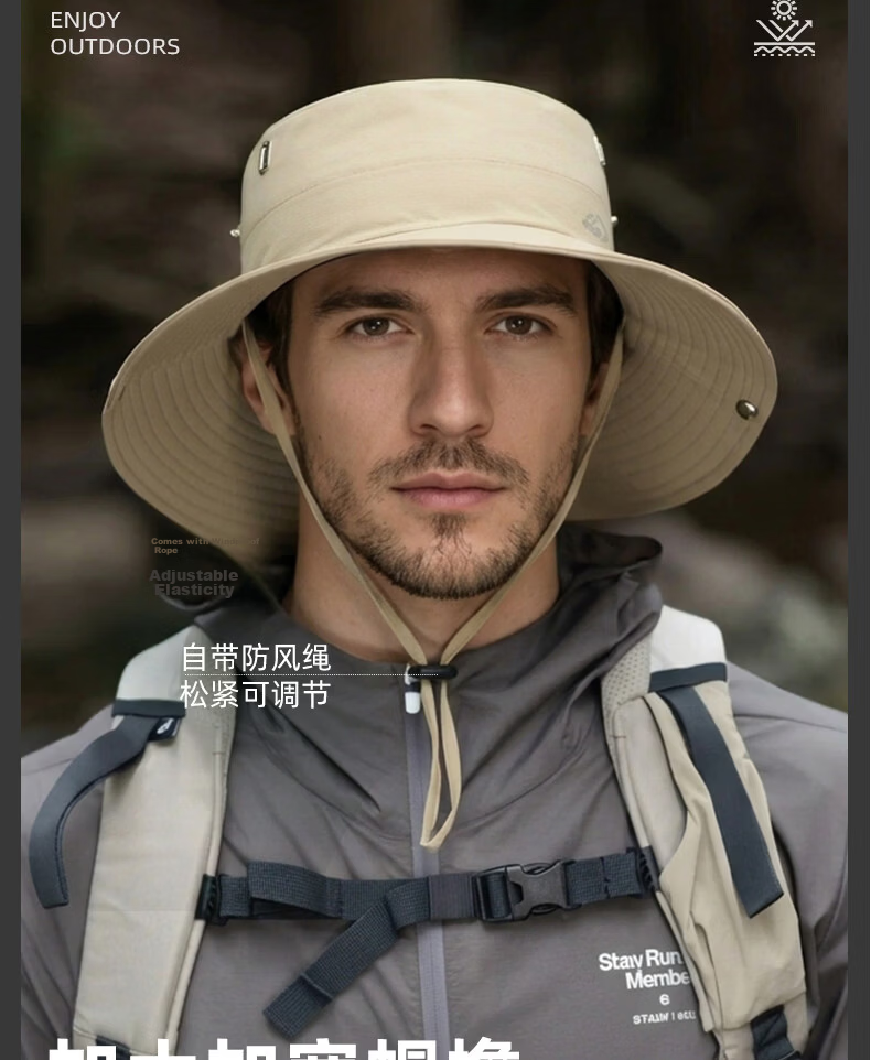Romon Men's Fisherman Sun Protection Hat Summer Outdoor Breathable Sunshade Cap for Mountaineering Fishing Hiking UV Protection Wide Brim 6