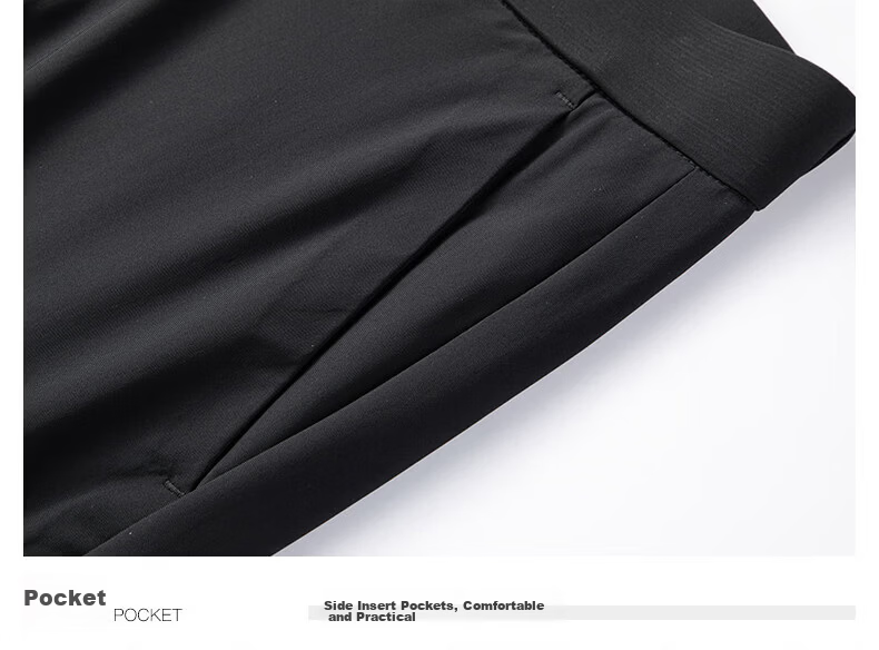 Pierre Cardin Father's Day Gift for Dad, Men's High-End Casual Pants, Ice Silk Cool-Feeling Business Trousers, Long Pants, Black, Size 29 35