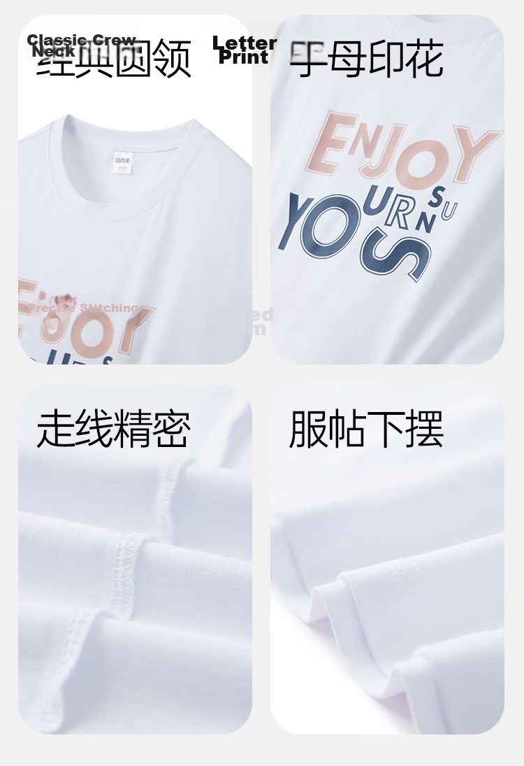 Yiershuang 100% Cotton Unisex Loose Fit Short Sleeve T-Shirt Large Size Sleepwear Undershirt Men 100% Cotton 16