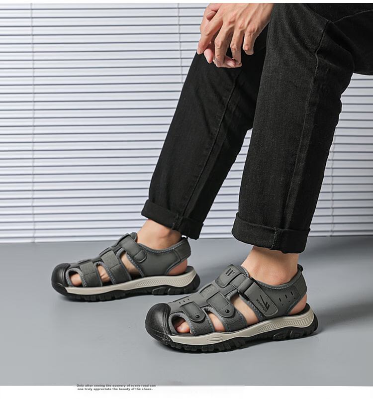 Warrior Baotou Men's Summer Beach Sandals Commuter Casual Slippers WSL(WZ)-1754 Khaki Size 39 6