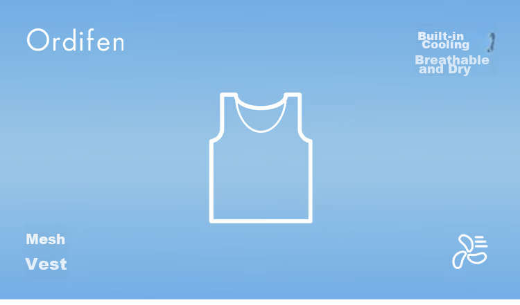 Ordifen [Cool Summer] Ice Silk Mesh Men's Base Vest Wide Strap T-Shirt Cooling Sports Wearable Gray Blue L 1