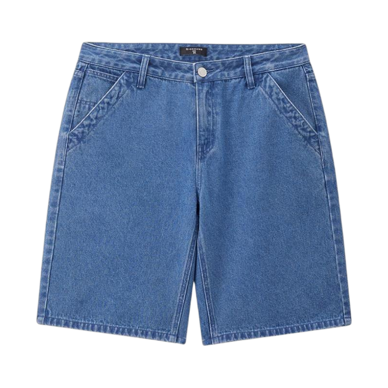 Giordano Men's Summer New Pure Cotton Straight Leg Denim Pants Mid Waist Washed Denim Shorts 13106313