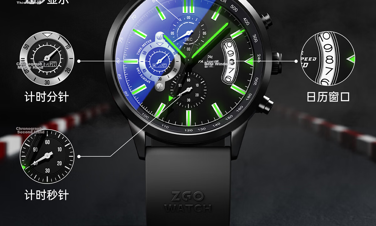 ZGO Men's Watch for Students Mechanical Style Silent Quartz Exam Watch Birthday Gift for 18-Year-Old Boys 10