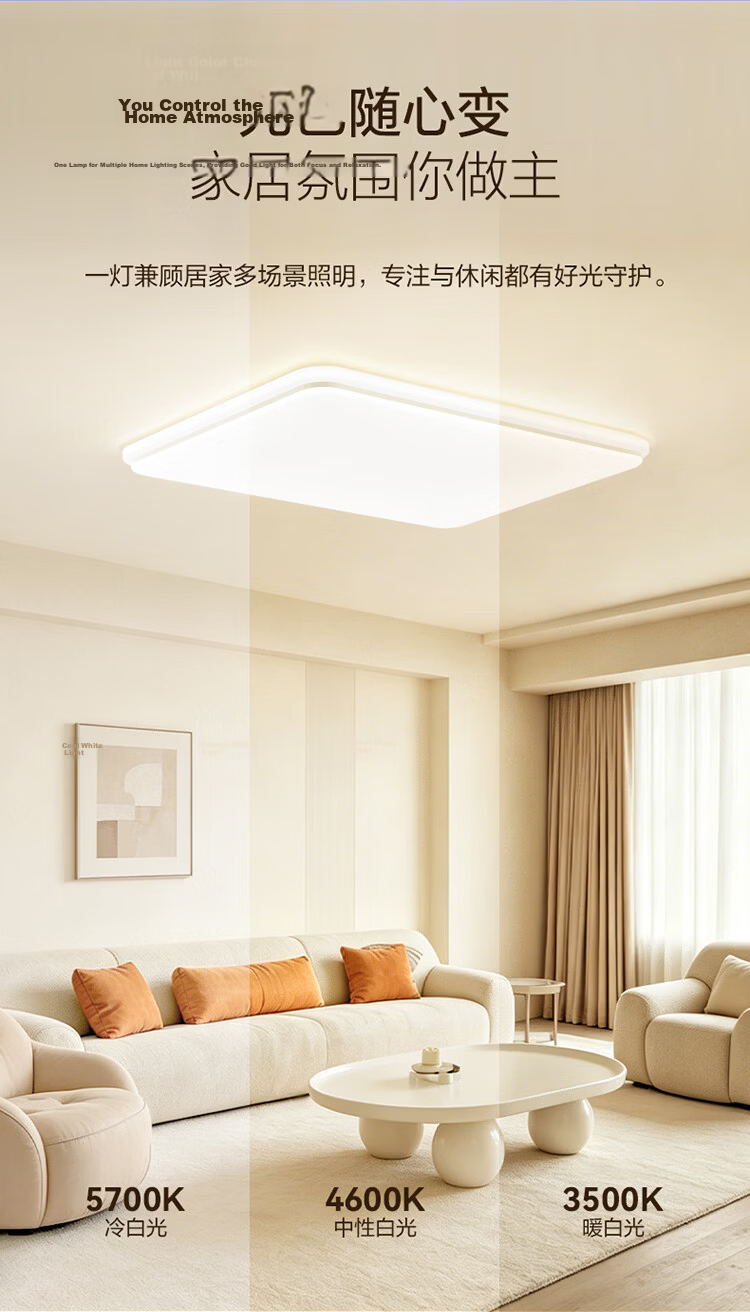 BULL Ceiling Light Living Room Main Light Full Spectrum Eye Protection Bedroom Lamp with Installation Package XD10 9