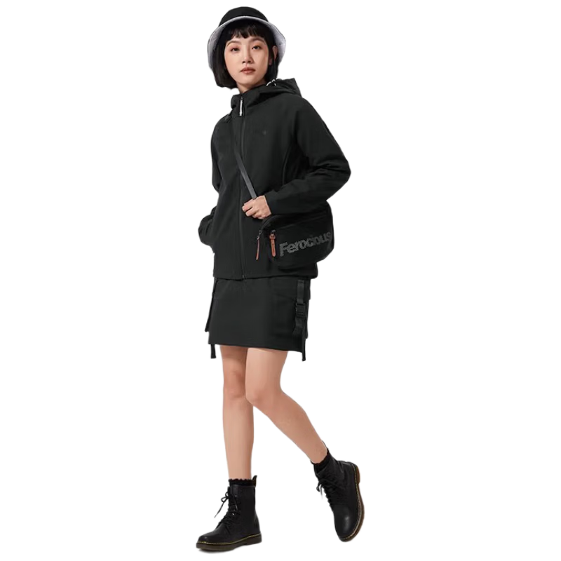 CAMEL Outdoor Men's Fleece-Lined Thickened Softshell Jacket with Hood, Water-Repellent and Windproof Running Coat for Women, Spring and Autumn