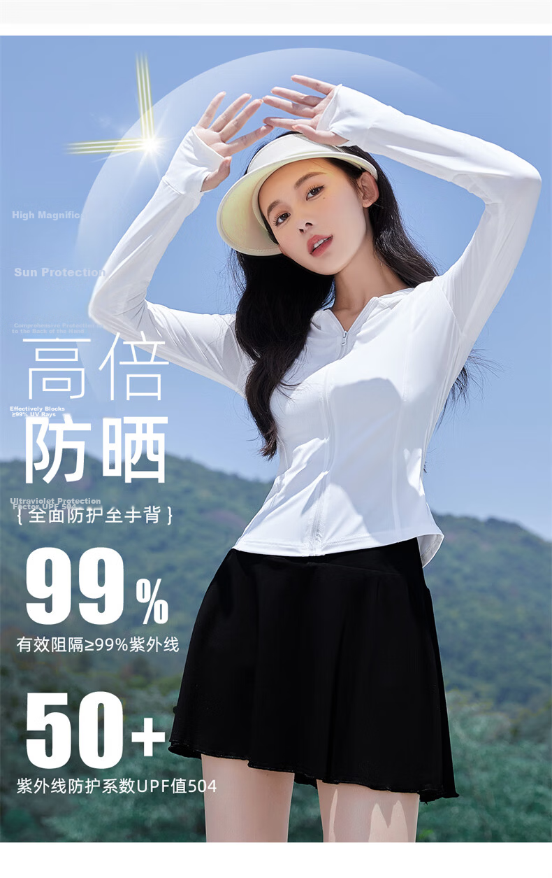 LangSha Slim Fit Sunscreen Jacket for Women Summer New Ice Silk Slimming Outdoor UV Protection Hooded Sports Coat 3